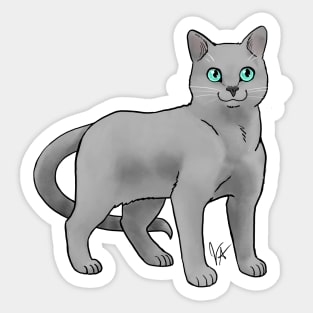 Cat - Russian Blue - Light Gray Sticker